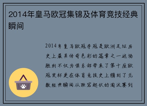 2014年皇马欧冠集锦及体育竞技经典瞬间
